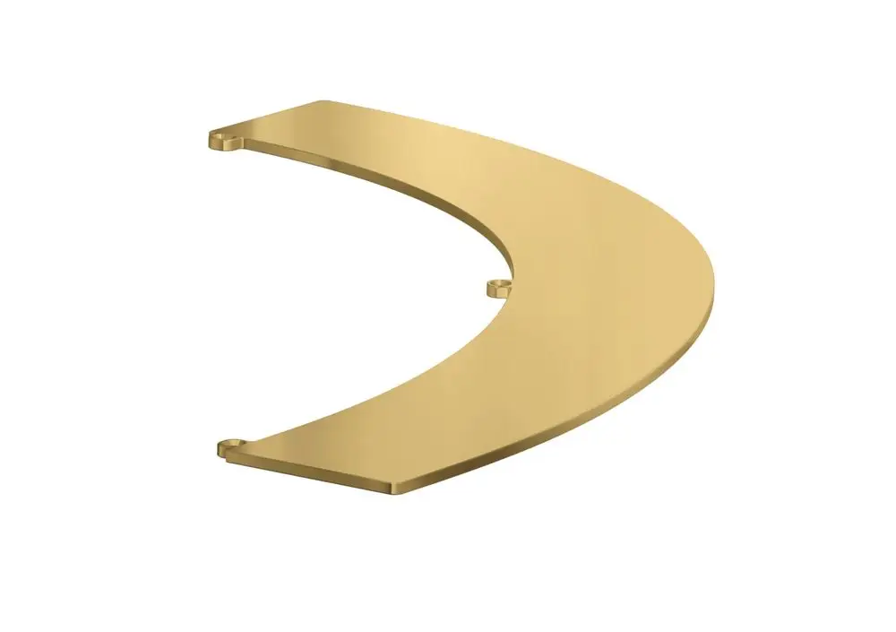 Goldene Ablage mit gebogener Form, geeignet für Waschbecken oder Badewanne, von AXOR. Oberfläche glänzend, zwei Universalfassungen an den Enden.